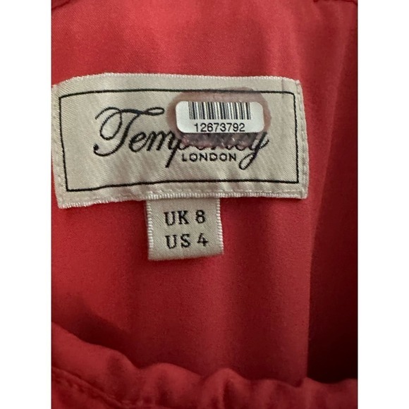 TEMPERLEY LONDON Pink Coral Berry Lace Cocktail Dress Ruffle - Sz 4 - Picture 4 of 6